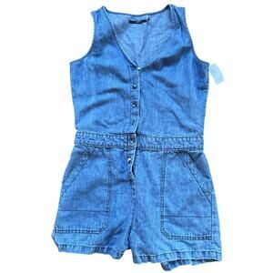 Joe Brand Sleeveless Chambray Denim Romper XS/S Button Front